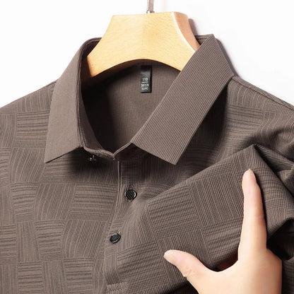 Men's Printed Business Casual Polo Shirt — Anti-Wrinkle Breathable Short Sleeve Summer Top