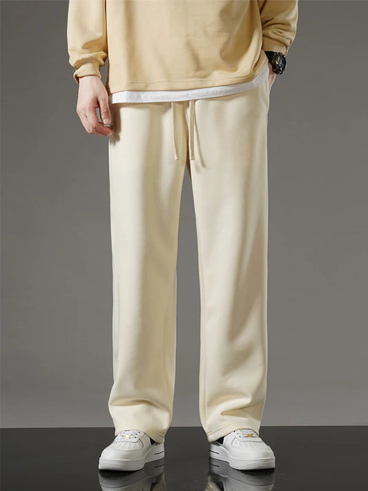 Men's Wide Leg Drawstring Sweatpants — Korean Fashion Straight Track Pants Casual Loose Trousers