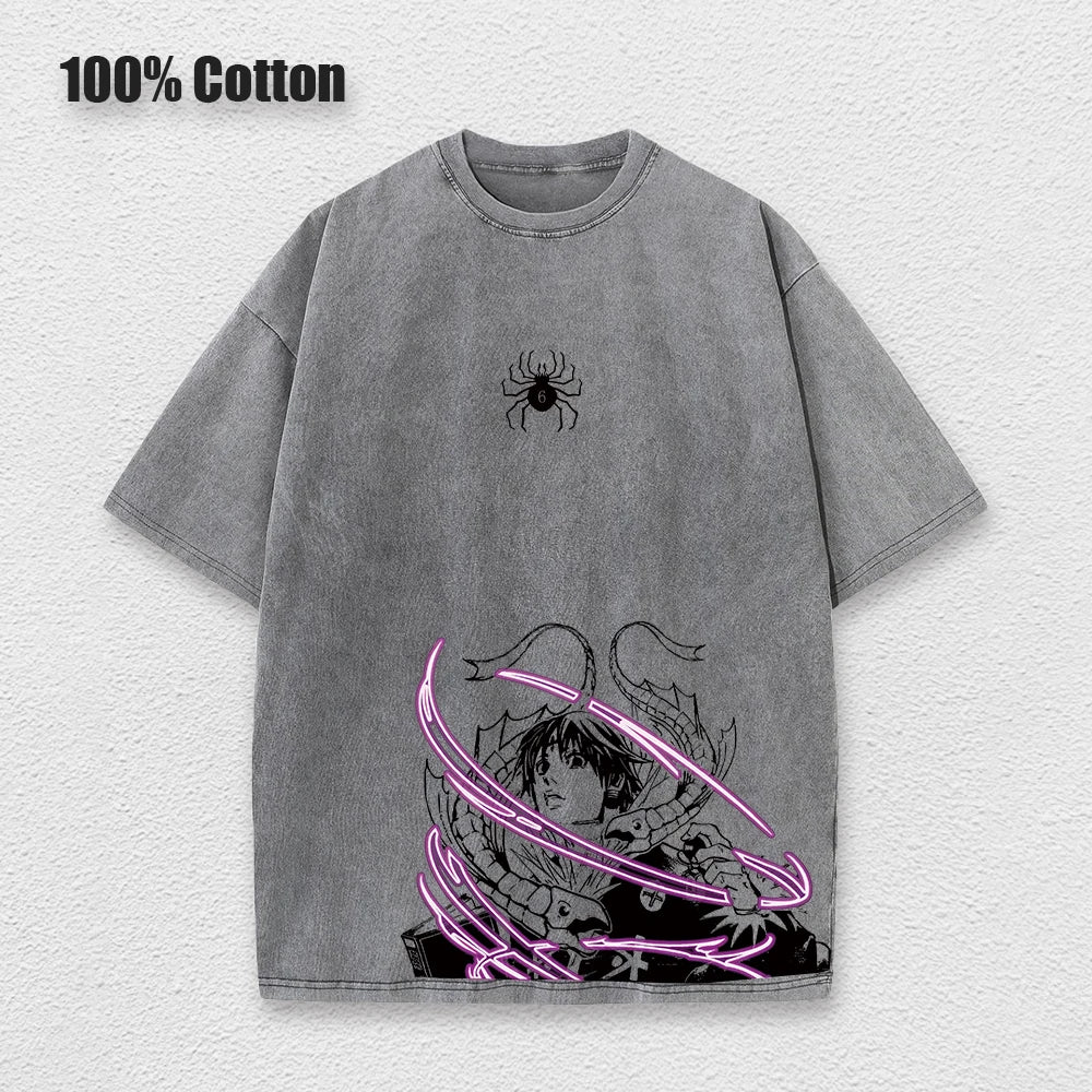 Men's Hunter x Hunter Graphic T-Shirt — Vintage Washed Cotton Streetwear Harajuku Top