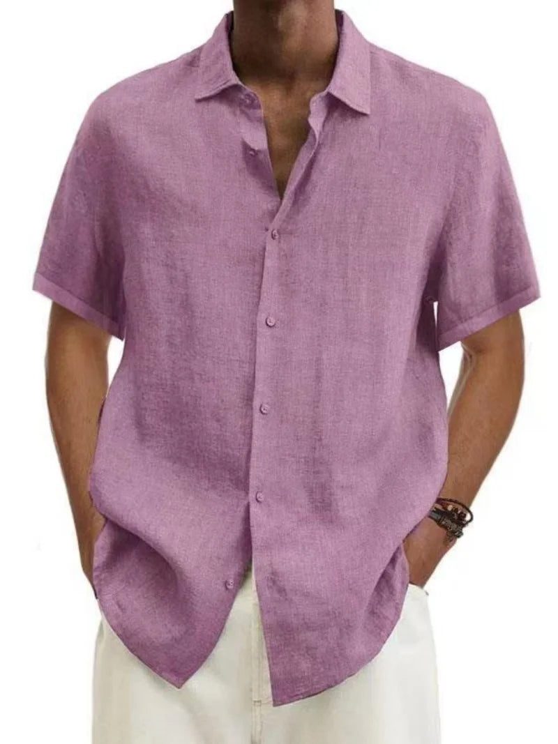 Men's Short Sleeve Button Down Casual Shirt — Classic Style Summer Top Turn-Down Collar | 9 Colors M–5XL