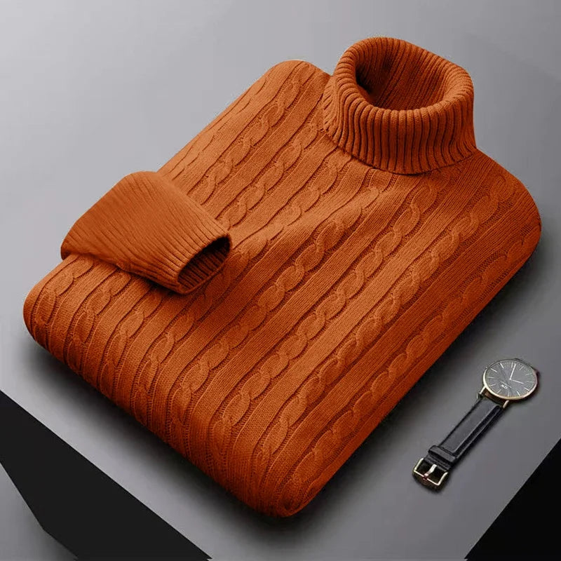 Men's Argyle Turtleneck Sweater | Warm Knit Pullover for Autumn & Winter