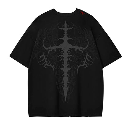 Men's Anime Graphic Oversized T-Shirt | Double-Sided Print 100% Cotton Streetwear Tee