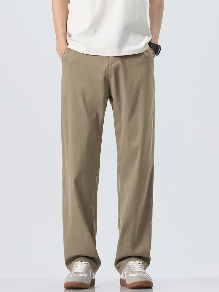 Men's Lyocell Ice Silk Casual Trousers — Loose Straight Cool Breathable Summer Pants Korean Fashion