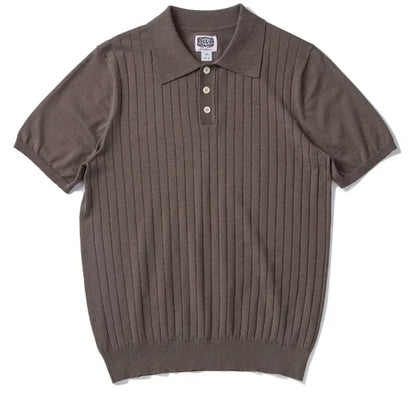 Men's Slim-Fit Knitted Polo Shirt — Breathable Smart Casual Button Lapel Summer Top