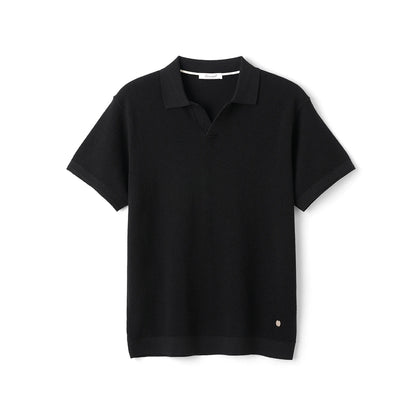 Men's 14G Fine Gauge Knitted Polo Shirt — Cotton Lyocell Blend Breathable Loose Fit Summer Top | 4 Colors S–XXXL