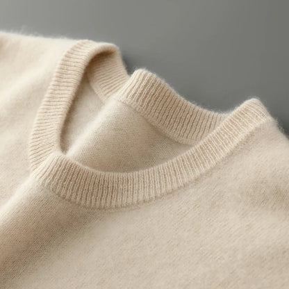 Men's 100% Pure Cashmere Knitted T-Shirt — Luxury Round Neck Short Sleeve Top