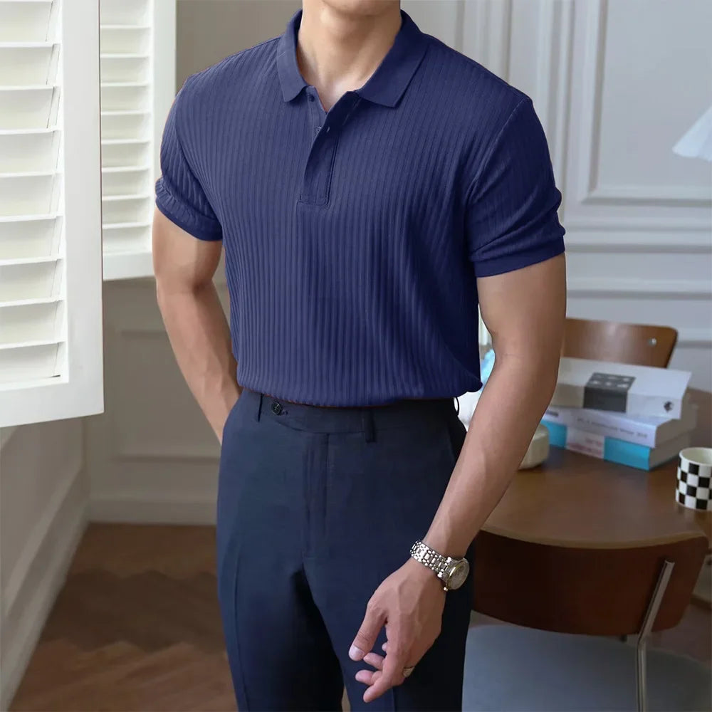 Men's Slim Fit Stretch Polo Shirt — Short Sleeve Casual Sportswear | 6 Colors S–XXXL