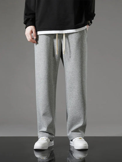 Men's Wide Leg Drawstring Sweatpants — Korean Fashion Straight Track Pants Casual Loose Trousers