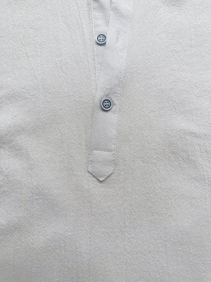 Men's Cotton Linen Short Sleeve Henley Beach Shirt — Lightweight Casual Hawaiian T-Shirt