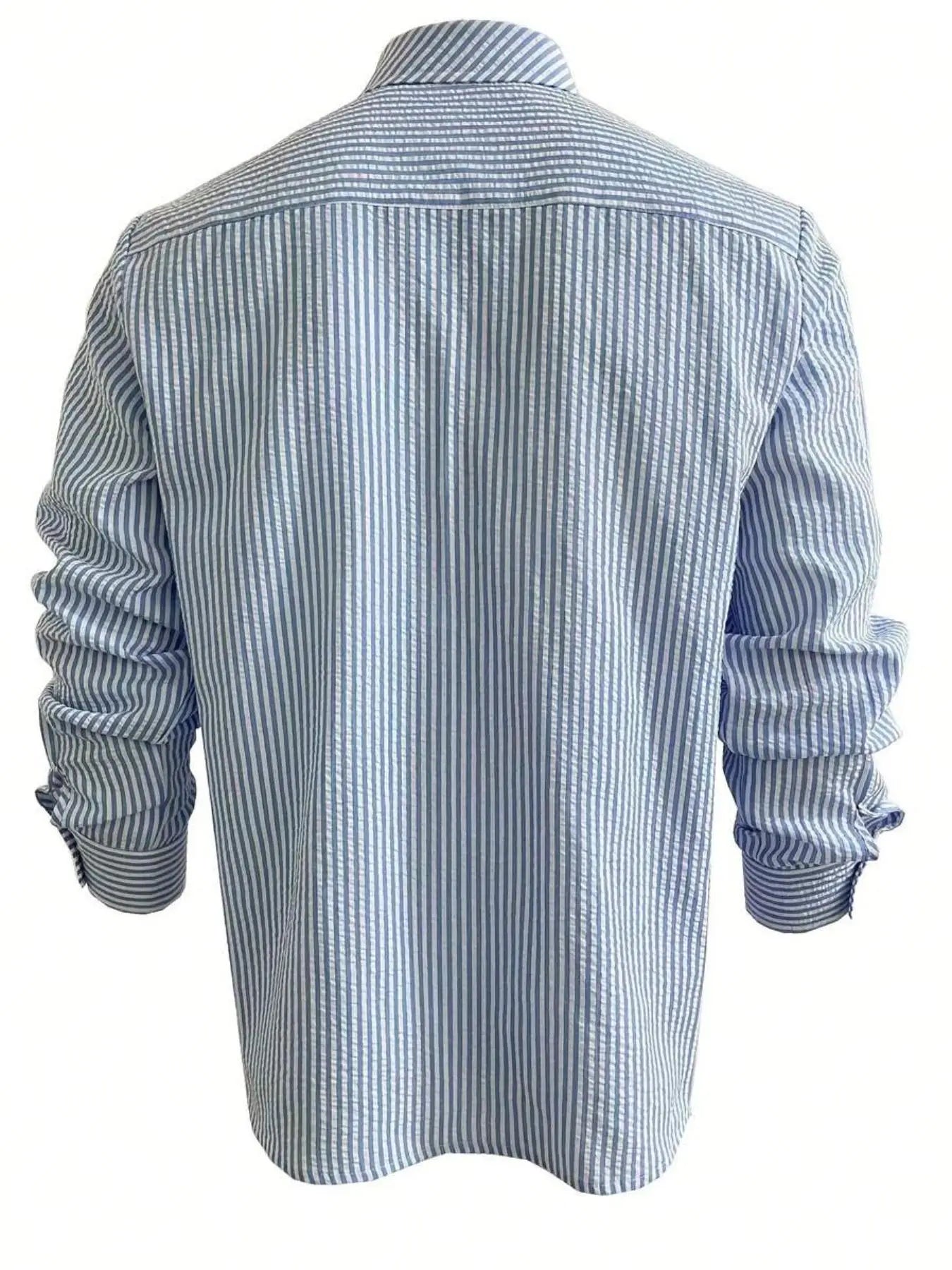 Men's Loose Fit Striped Long Sleeve Shirt — Casual All-Season Outdoor Top