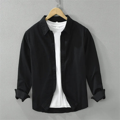 Men's Japanese Style Long Sleeve Shirt — Premium Cotton Casual Fit