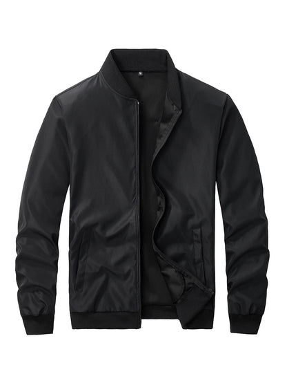 Men's Baseball Collar Jacket — Lightweight Zip-Up Casual Thin Coat