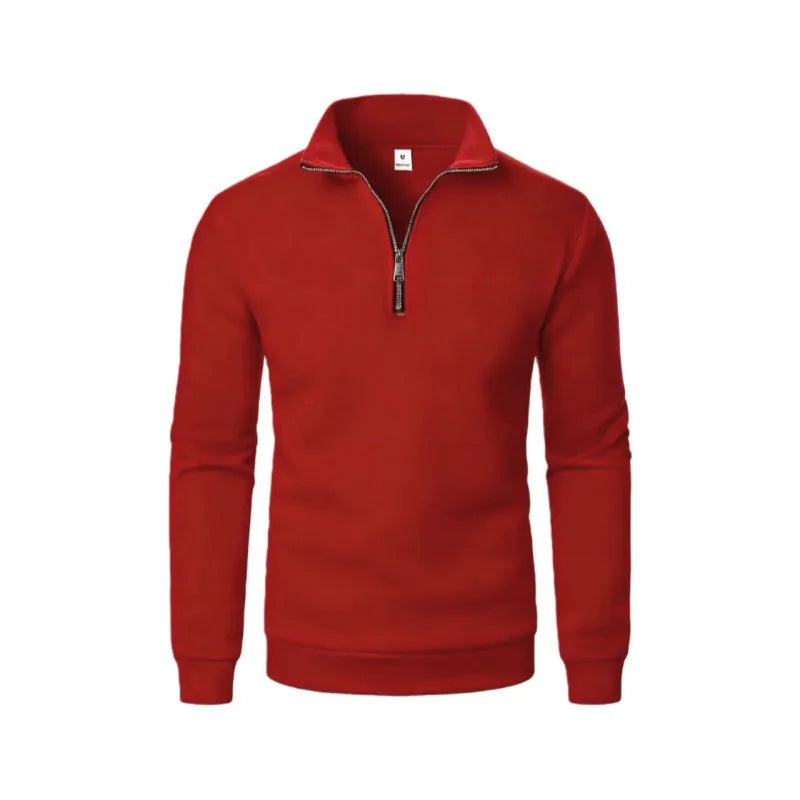 Men's Half-Zip Stand Collar Sweatshirt — Slim Fit Casual Pullover | 9 Colors S–XXXL