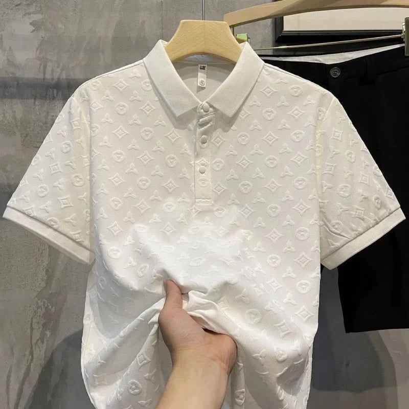 Men's Ice Silk Polo Shirt — Slim Fit Breathable Short Sleeve Business Casual Tee