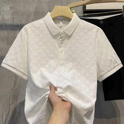 Men's Ice Silk Polo Shirt — Slim Fit Breathable Short Sleeve Business Casual Tee
