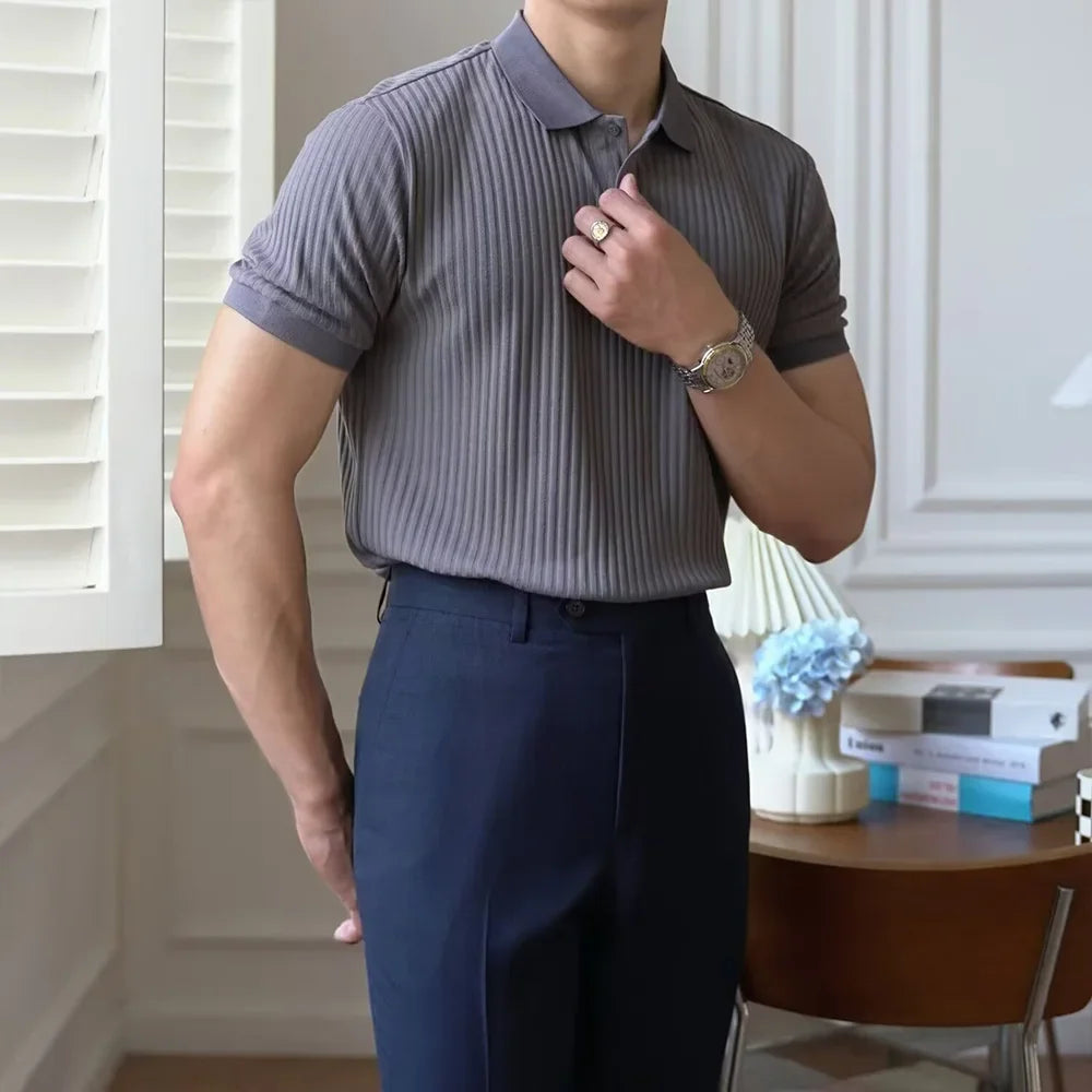 Men's Slim Fit Stretch Polo Shirt — Short Sleeve Casual Sportswear | 6 Colors S–XXXL