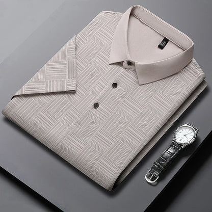 Men's Printed Business Casual Polo Shirt — Anti-Wrinkle Breathable Short Sleeve Summer Top