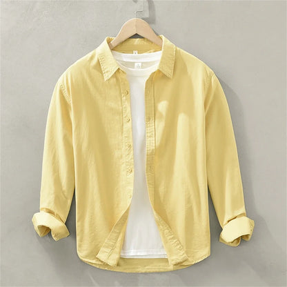 Men's Japanese Style Long Sleeve Shirt — Premium Cotton Casual Fit