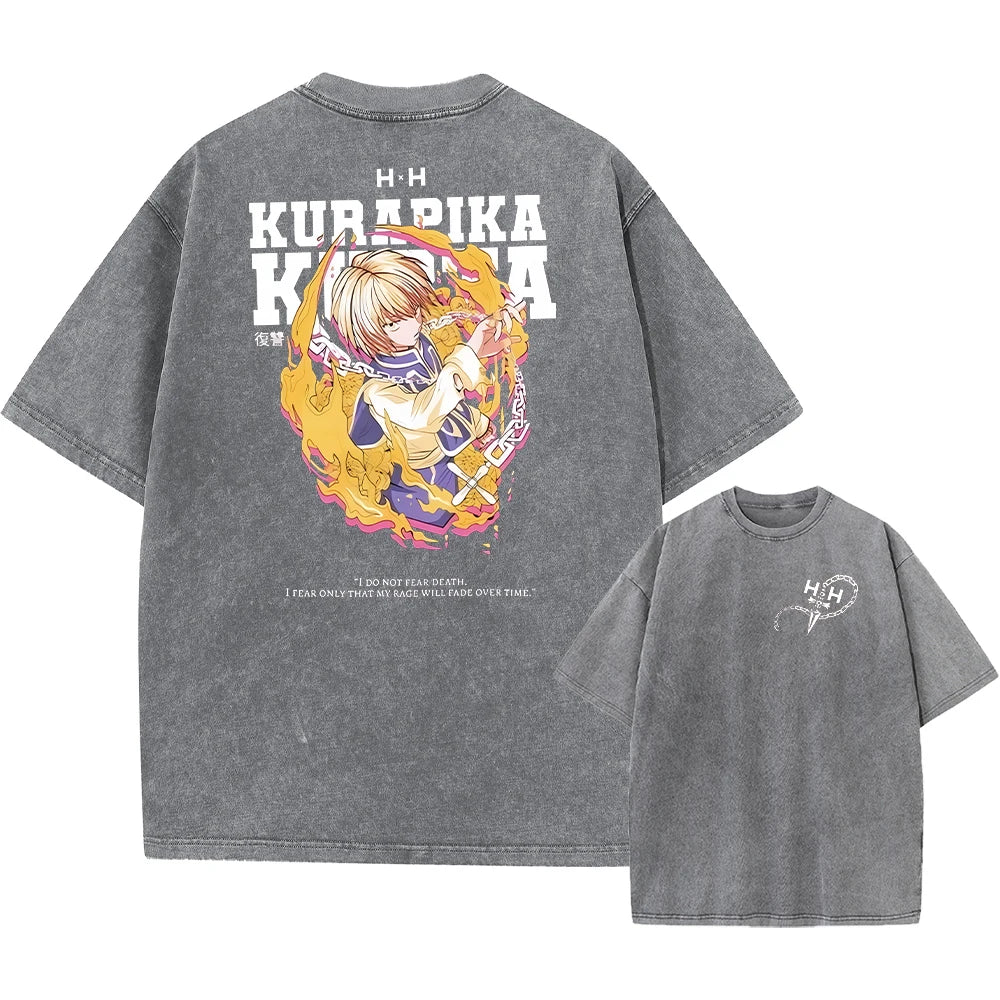 Men's Anime Graphic T-Shirt — Hunter x Hunter Washed Print Vintage Cotton Streetwear Tee