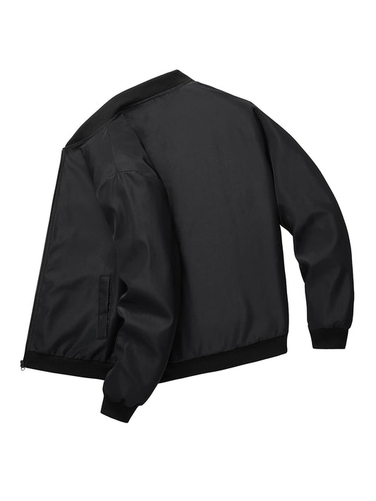 Men's Baseball Collar Jacket — Lightweight Zip-Up Casual Thin Coat