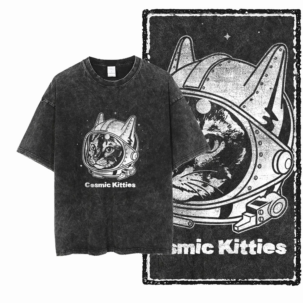 Men's Graphic Print Cotton T-Shirt — Acid Washed Vintage Streetwear Tee