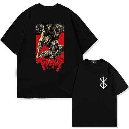 Men's Berserk Anime T-Shirt — Guts Graphic Tee 90s Dark Fantasy Manga Streetwear
