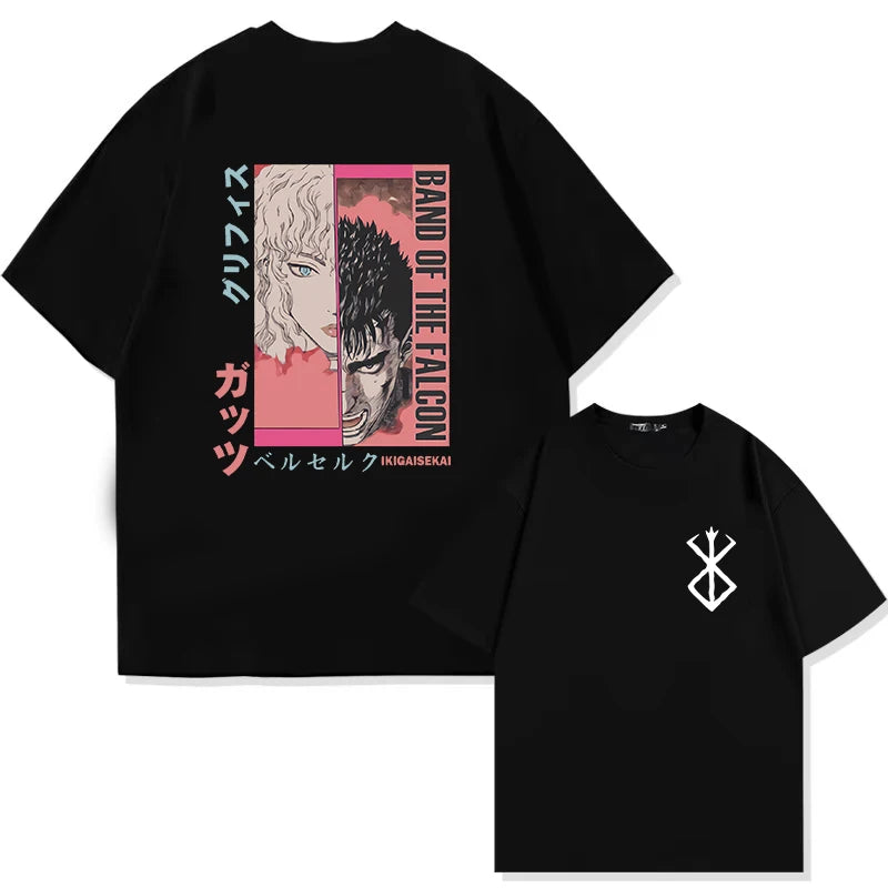 Men's Berserk Anime T-Shirt — Guts Graphic Tee 90s Dark Fantasy Manga Streetwear