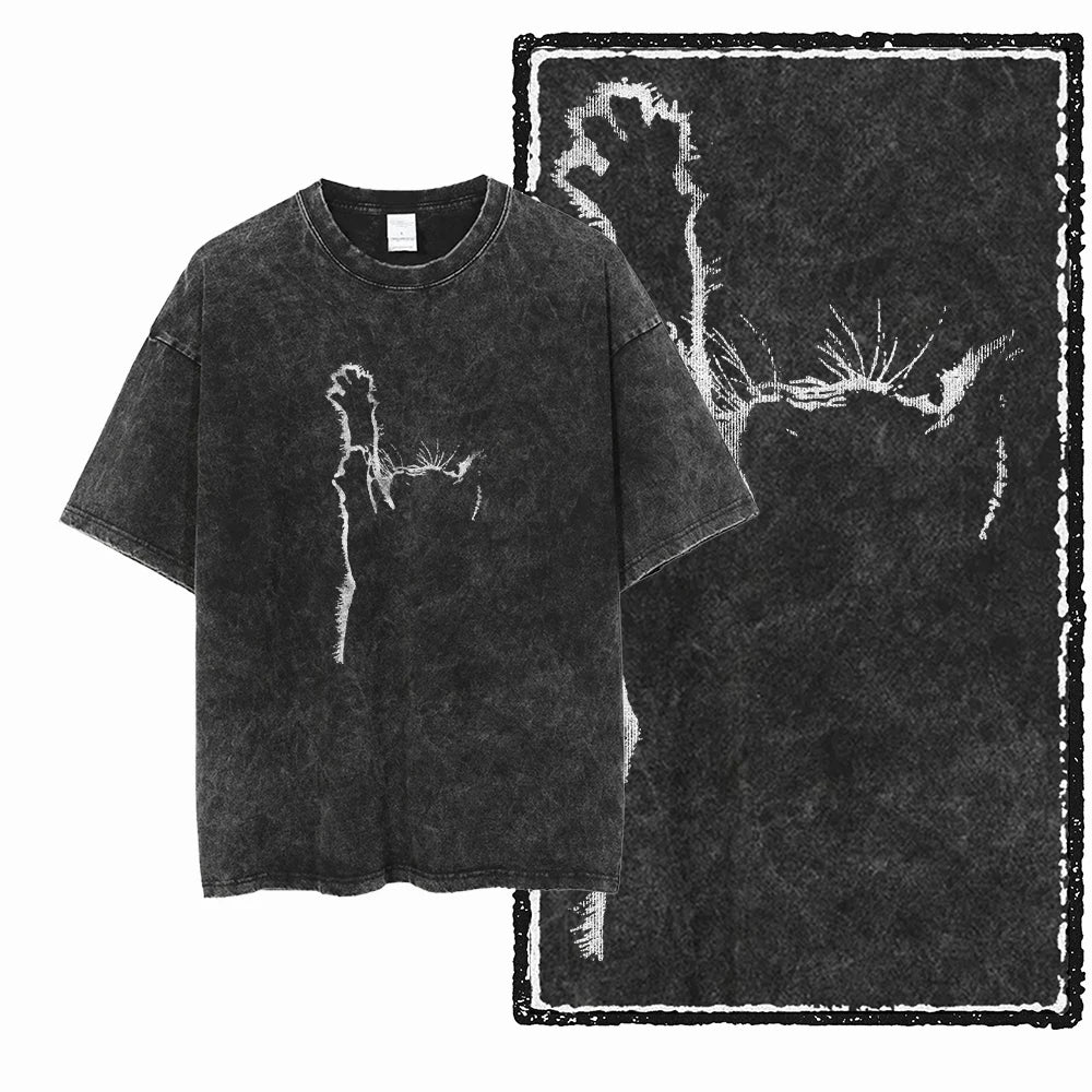 Men's Graphic Print Cotton T-Shirt — Acid Washed Vintage Streetwear Tee