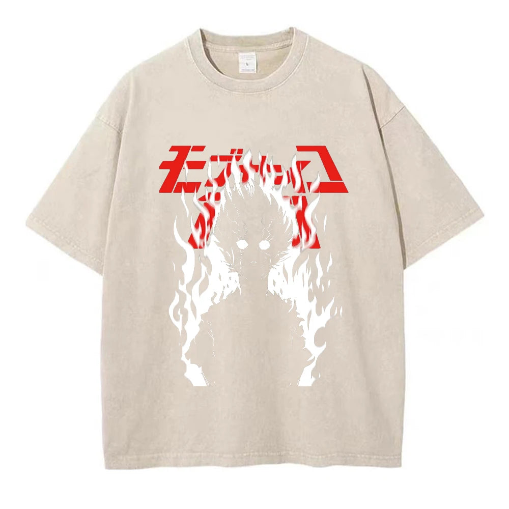 Men's Hip Hop Streetwear Vintage Washed Anime Graphic T-Shirt — Harajuku Cotton Casual Loose Tee