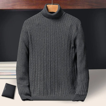 Men's Turtleneck Striped Knit Pullover — Warm Streetwear Sweater | 6 Colors Asian S–XXXL