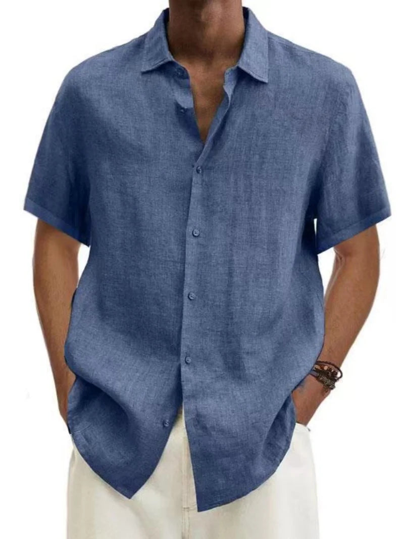 Men's Short Sleeve Button Down Casual Shirt — Classic Style Summer Top Turn-Down Collar | 9 Colors M–5XL