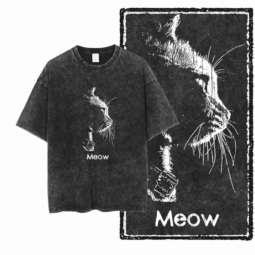 Men's Graphic Print Cotton T-Shirt — Acid Washed Vintage Streetwear Tee