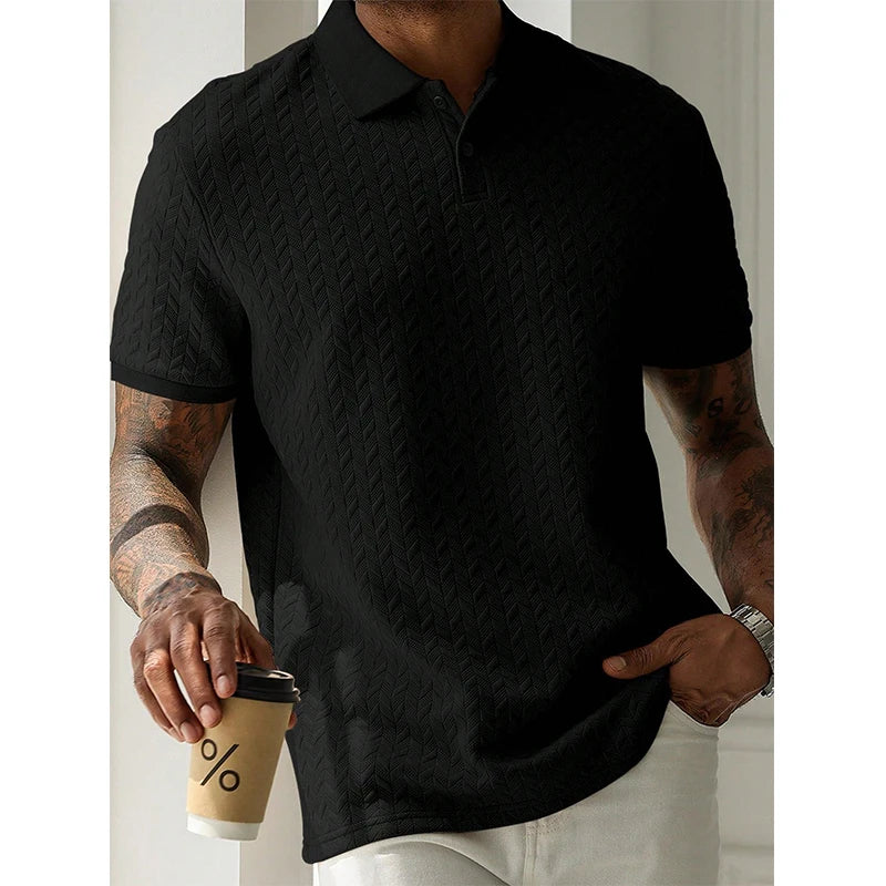 Men's Solid Color Polo Shirt — Breathable Short Sleeve Casual Streetwear Top