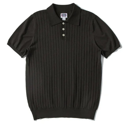 Men's Slim-Fit Knitted Polo Shirt — Breathable Smart Casual Button Lapel Summer Top