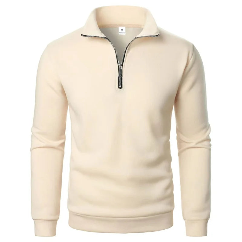 Men's Half-Zip Stand Collar Sweatshirt — Slim Fit Casual Pullover | 9 Colors S–XXXL