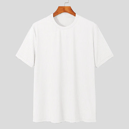 Men's Light Luxury Long Sleeve O-Neck T-Shirt — Loose Fit Solid Knitwear