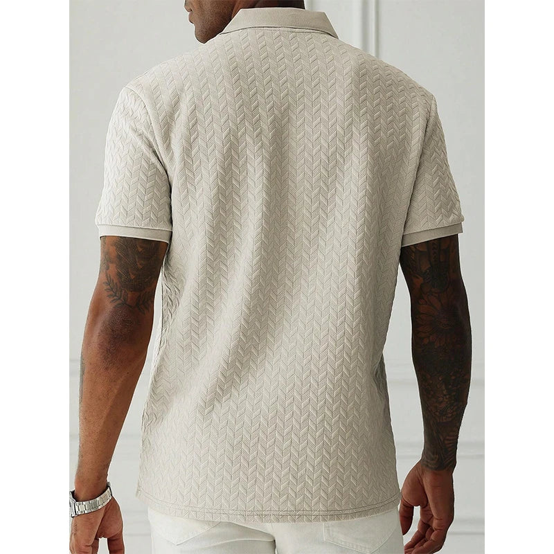 Men's Solid Color Polo Shirt — Breathable Short Sleeve Casual Streetwear Top