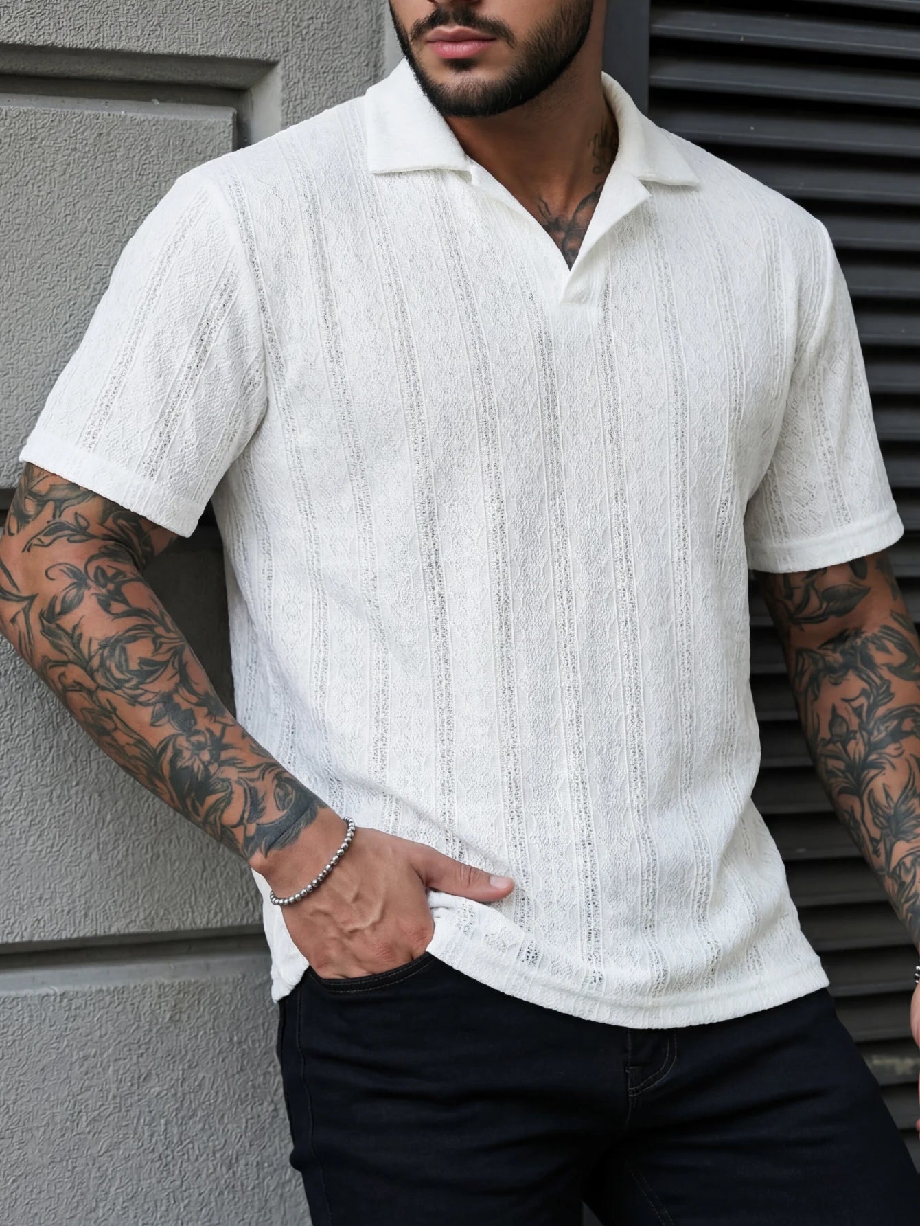 Men's Solid Color Streetwear Polo Shirt — Short Sleeve Breathable Stretch Summer Top