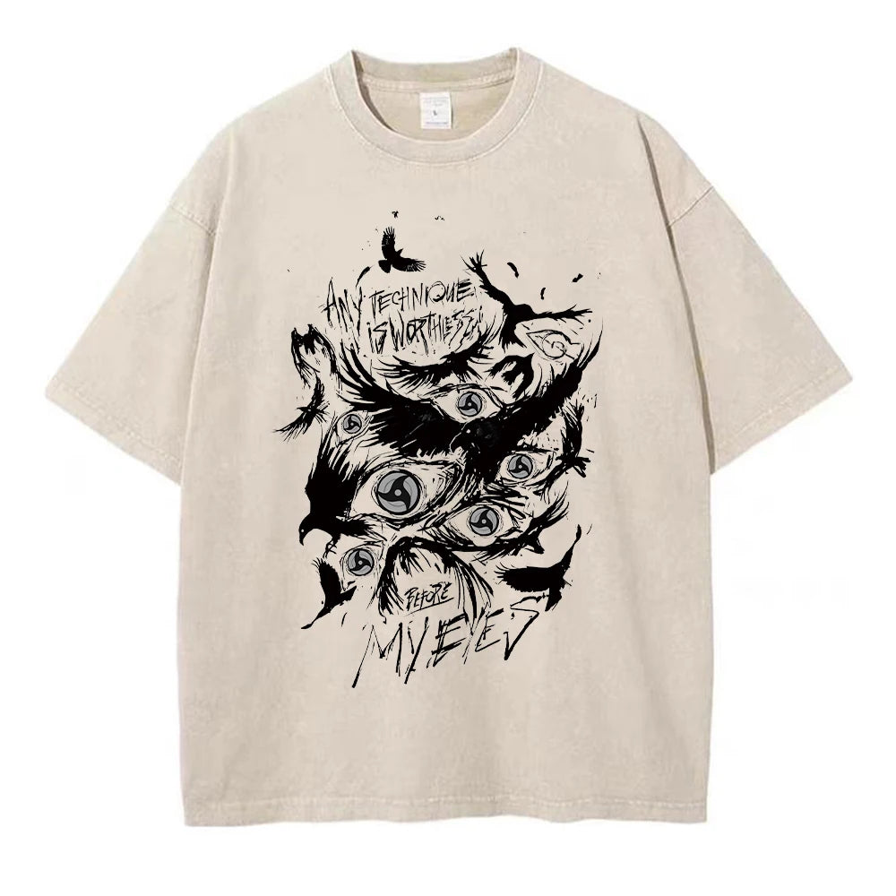 Men's Hip Hop Streetwear Vintage Washed Anime Graphic T-Shirt — Harajuku Cotton Casual Loose Tee