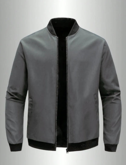 Men's Baseball Collar Jacket — Lightweight Zip-Up Casual Thin Coat
