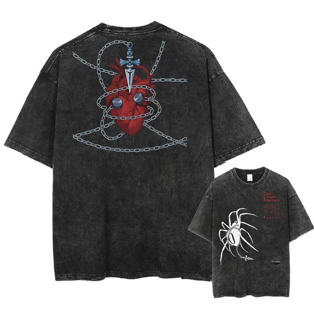 Men's Hunter x Hunter Graphic T-Shirt — Vintage Washed Cotton Streetwear Harajuku Top