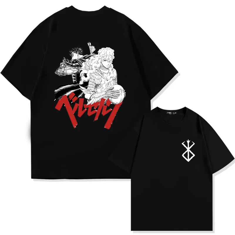 Men's Berserk Anime T-Shirt — Guts Graphic Tee 90s Dark Fantasy Manga Streetwear