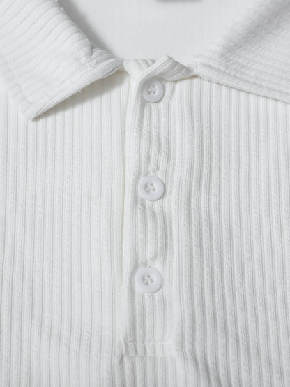 Men's Striped Long Sleeve Polo Shirt — Light Luxury Business Casual Retro Outdoor Top