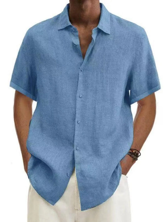 Men's Short Sleeve Button Down Casual Shirt — Classic Style Summer Top Turn-Down Collar | 9 Colors M–5XL