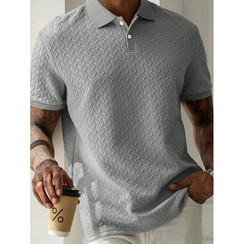 Men's Solid Color Polo Shirt — Breathable Short Sleeve Casual Streetwear Top