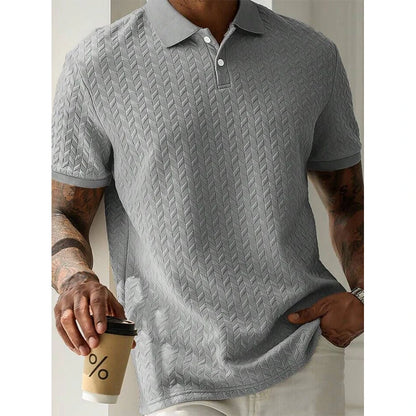 Men's Solid Color Polo Shirt — Breathable Short Sleeve Casual Streetwear Top