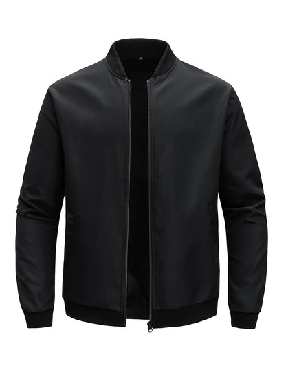 Men's Baseball Collar Jacket — Lightweight Zip-Up Casual Thin Coat