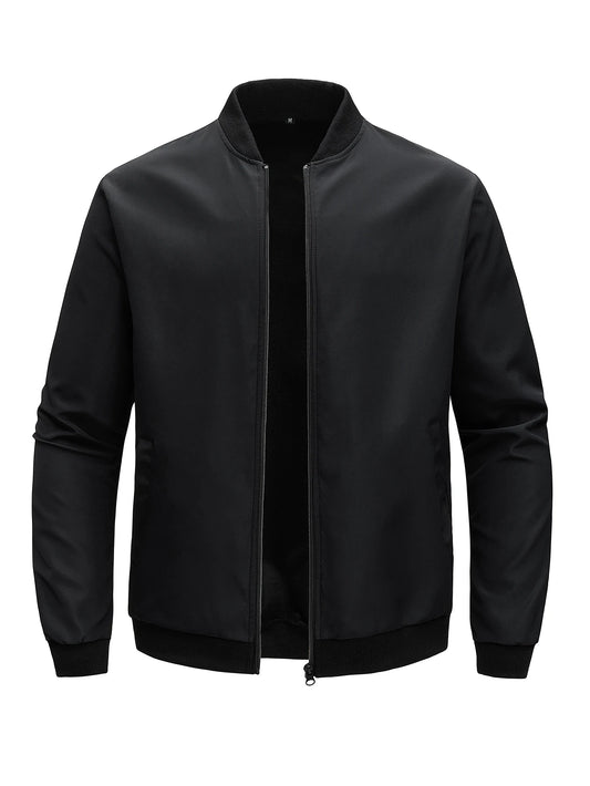 Men's Baseball Collar Jacket — Lightweight Zip-Up Casual Thin Coat