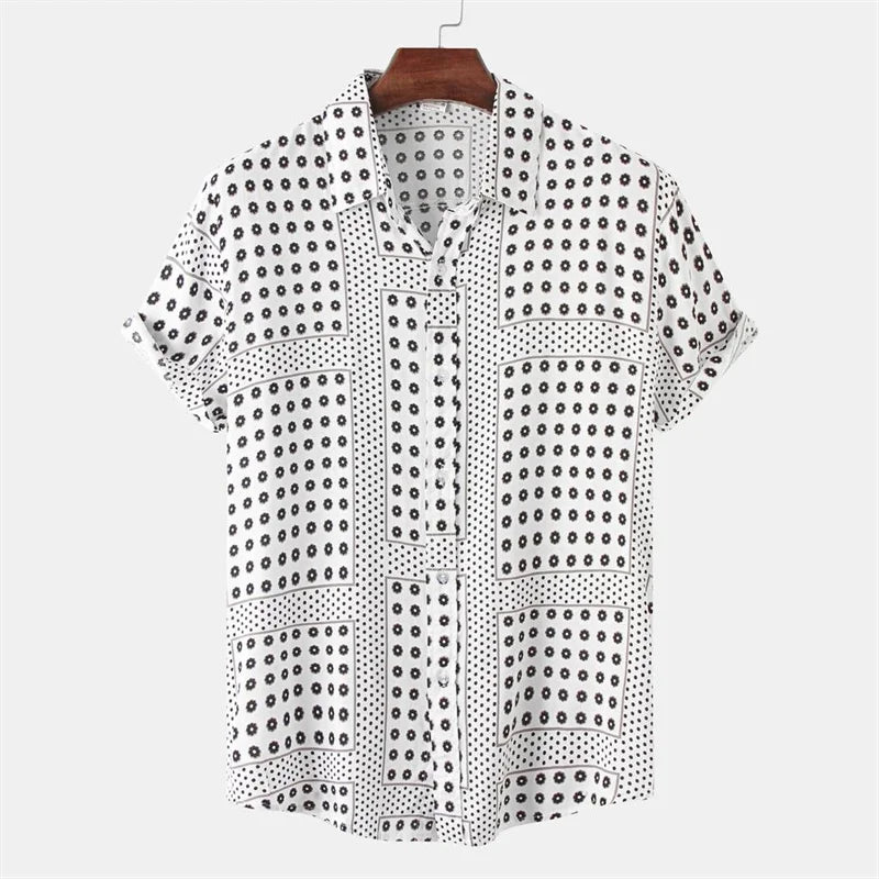 Men's Hawaiian 3D Print Short Sleeve Shirt — Striped Plaid Casual Beach Summer Street Top