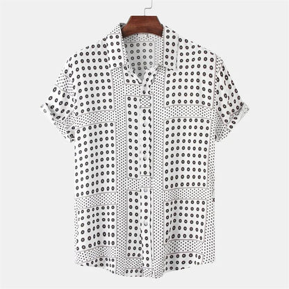 Men's Hawaiian 3D Print Short Sleeve Shirt — Striped Plaid Casual Beach Summer Street Top